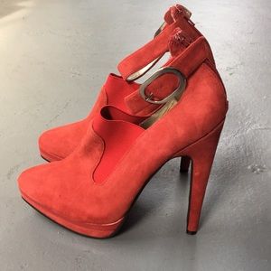 Bellini red suede platform bootie